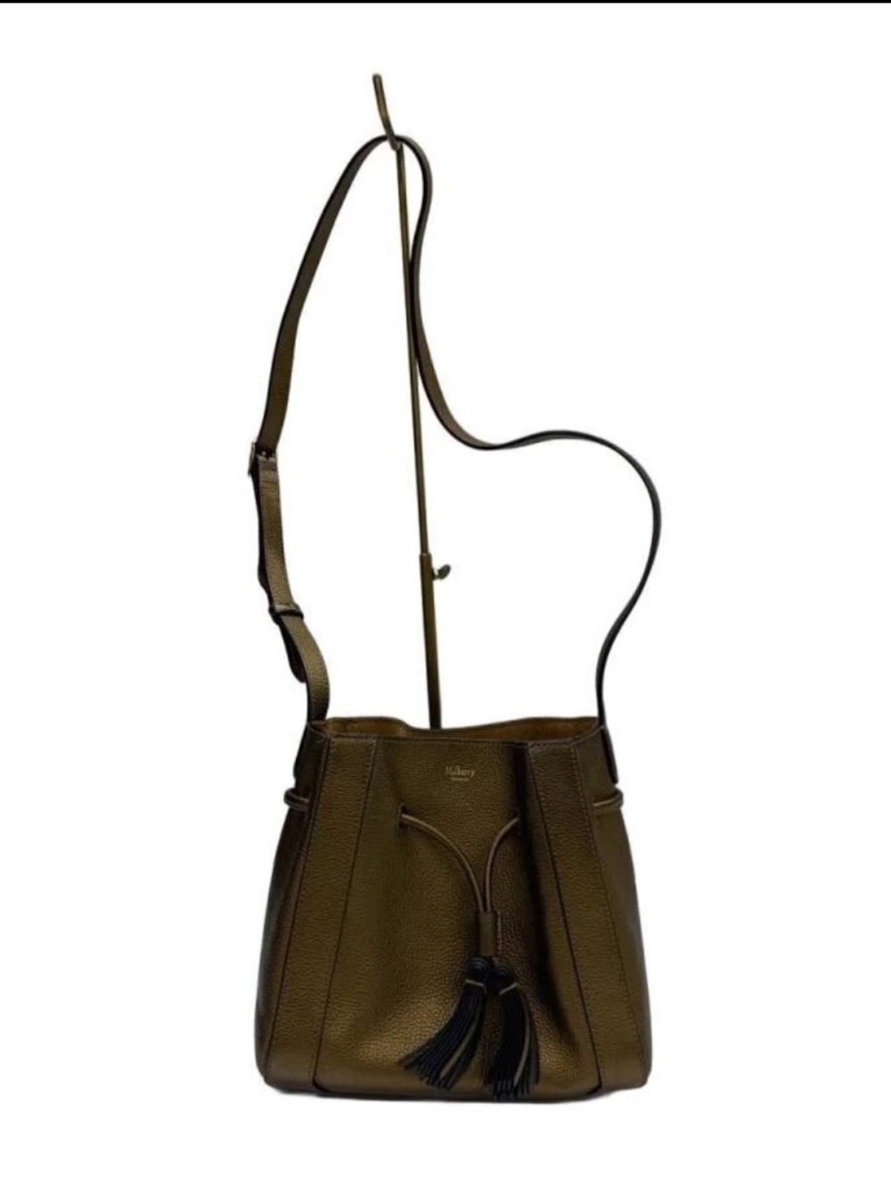 Mulberry Olive Green Pebbled Leather Drawstring Crossbody